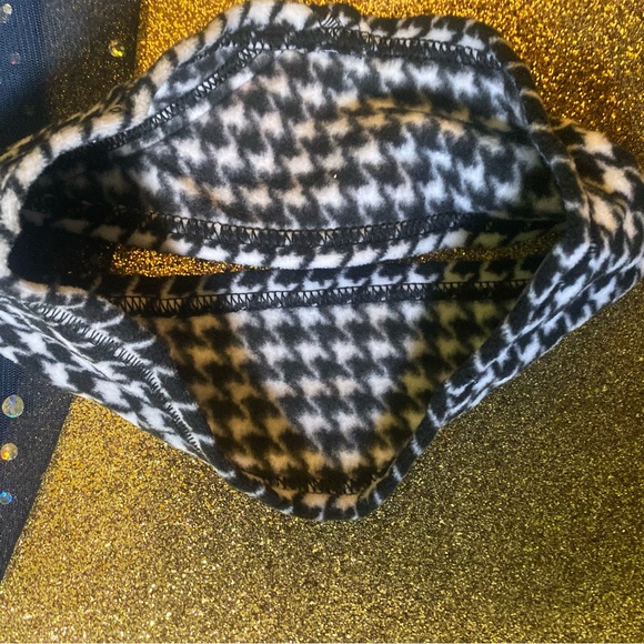 LAND's END FLEECE EUC BLACK WHITE HOUNDSTOOTH WINTER Headband RARE CLASSIC CHIC - Picture 3 of 4
